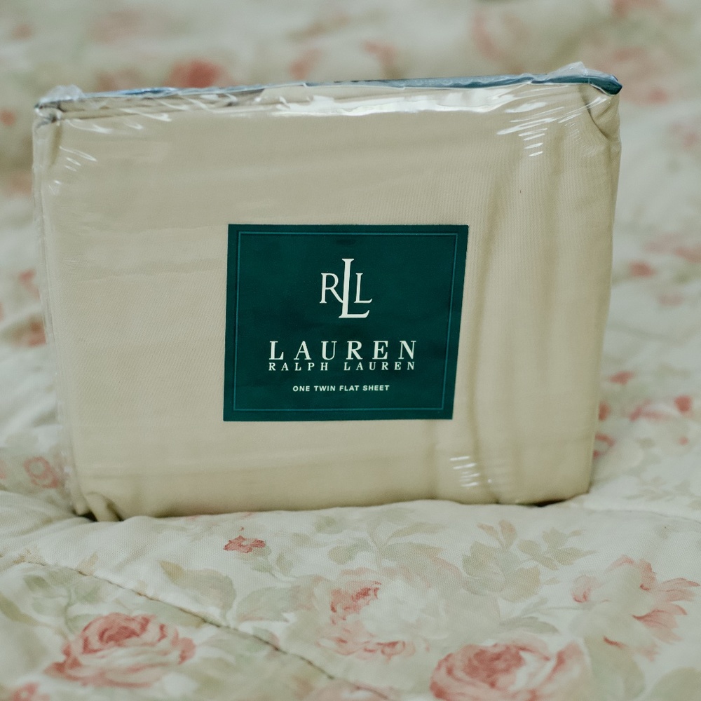 Ralph Lauren vintage Tan/Beige Twin Flat Sheet NEW